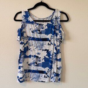Chico's Blue & White Cold Shoulder Top Size 2